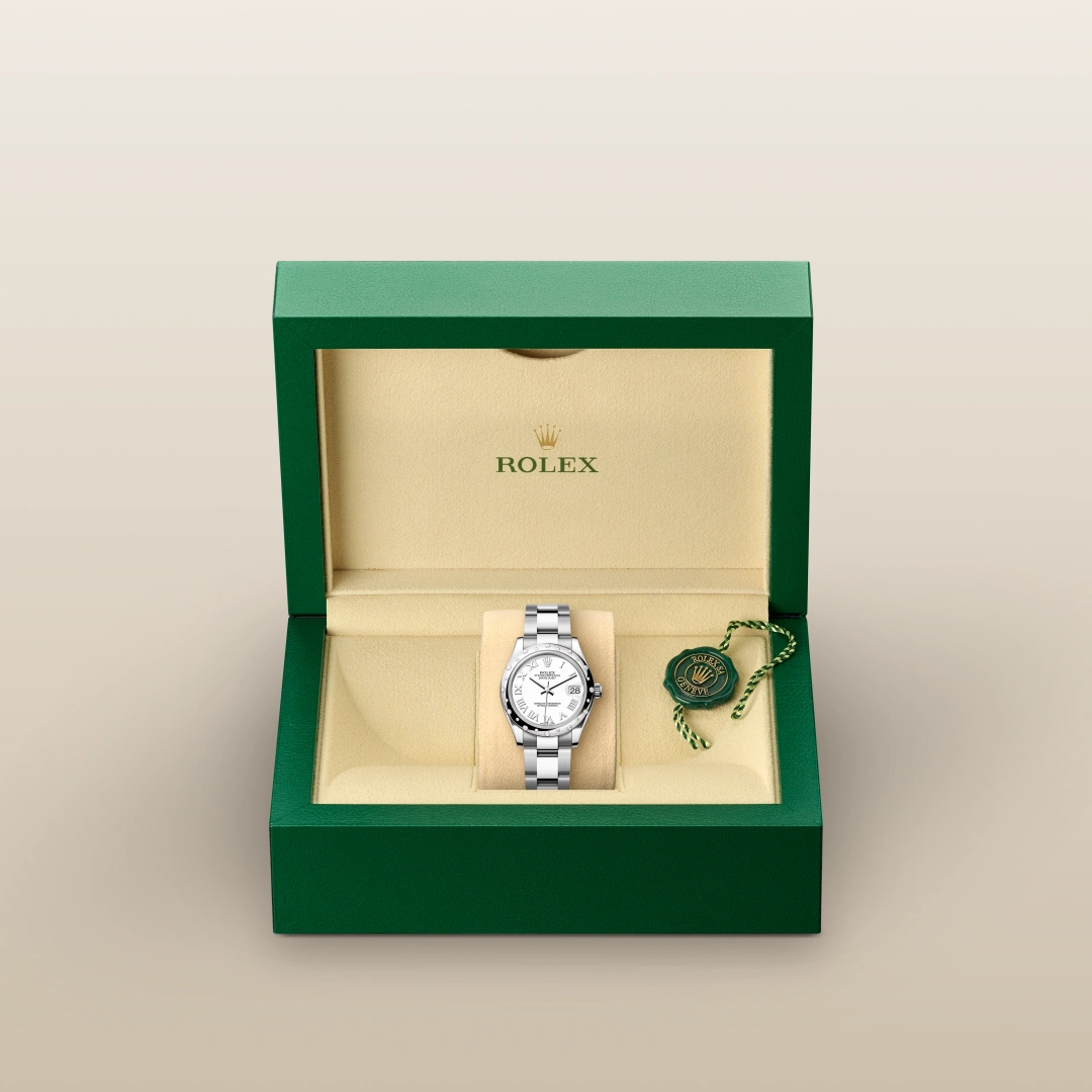 Rolex Datejust 31 en Rolesor gris – combinaison d’acier Oystersteel et d’or gris M278344RBR-0011 chez Dubail