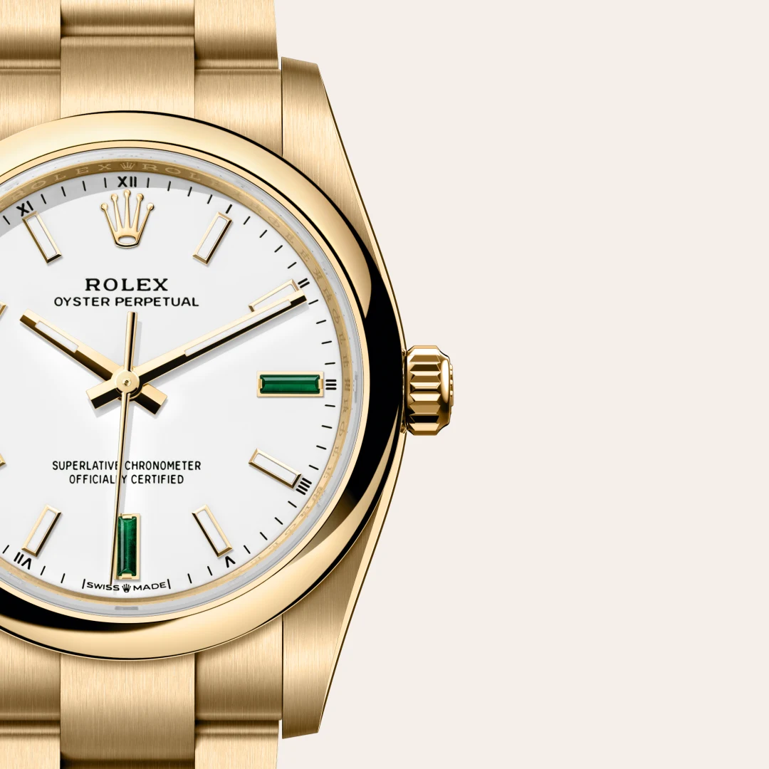 Rolex Oyster Perpetual 34 in 18 ct yellow gold M124208-0002 at Boutique Rolex Genève