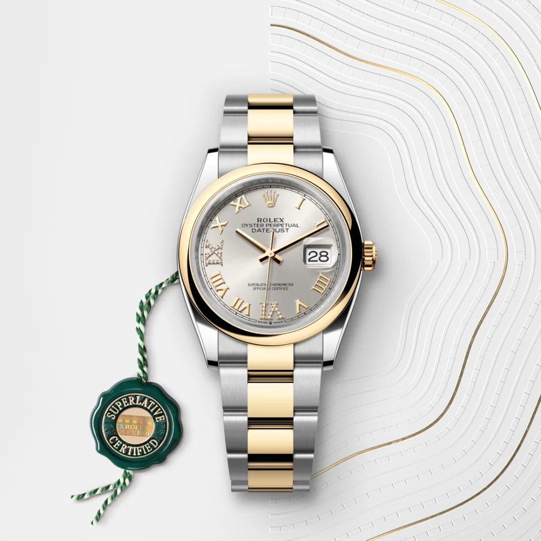 Rolex Datejust 36 en Rolesor jaune – combinaison d’acier Oystersteel et d’or jaune M126203-0032 chez Veron Roques