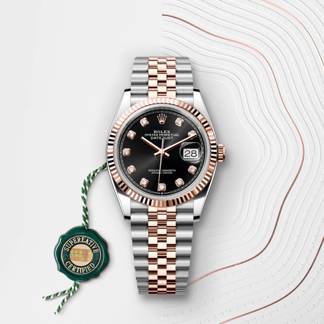 Rolex Datejust 36 en Rolesor Everose – combinaison d’acier Oystersteel et d’or Everose M126231-0019 chez Bijouterie Mornier