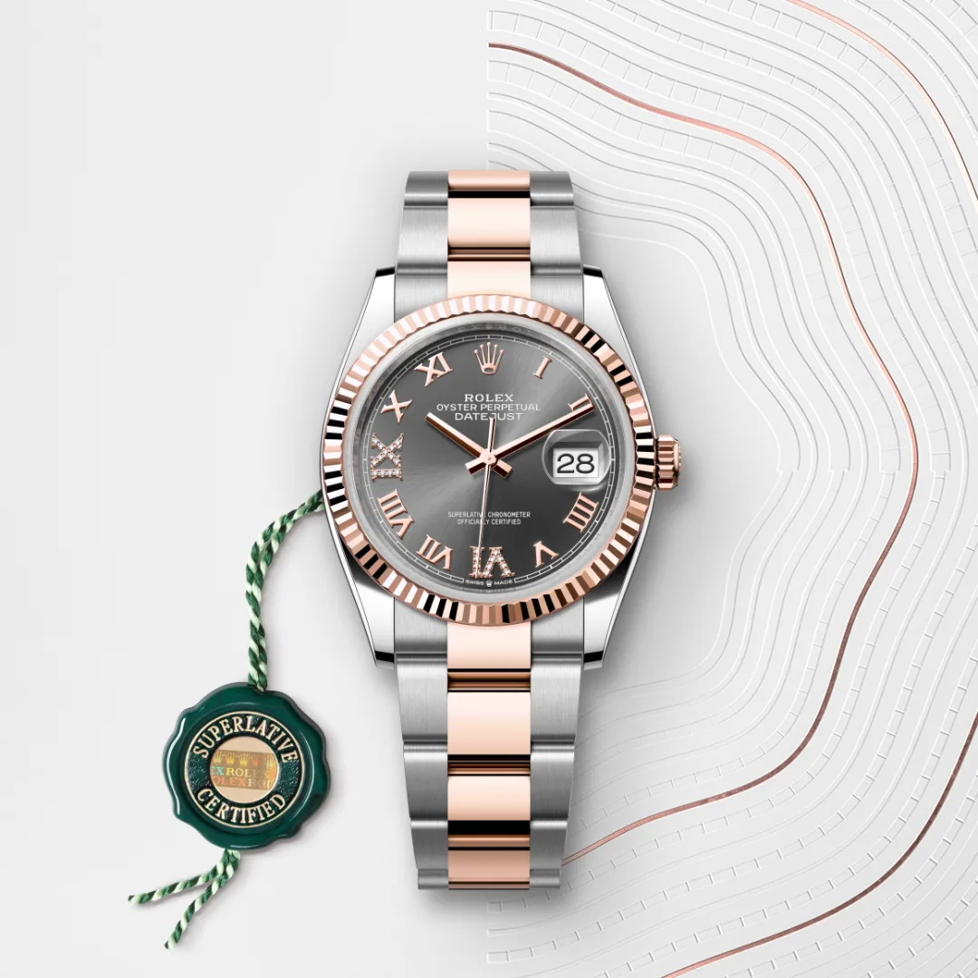 Rolex Datejust 36 en Rolesor Everose – combinaison d’acier Oystersteel et d’or Everose M126231-0024 chez Raynal