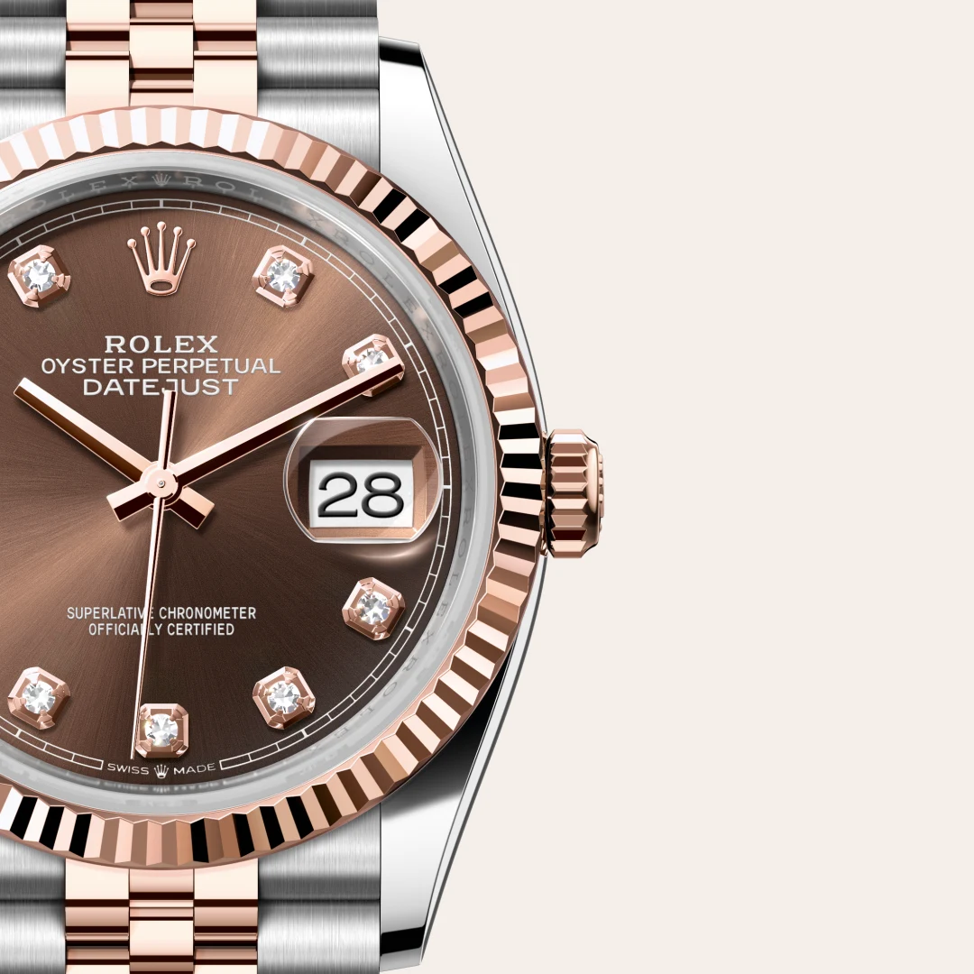 Rolex Datejust 36 en Rolesor Everose – combinaison d’acier Oystersteel et d’or Everose M126231-0053 chez Bijouterie Mornier