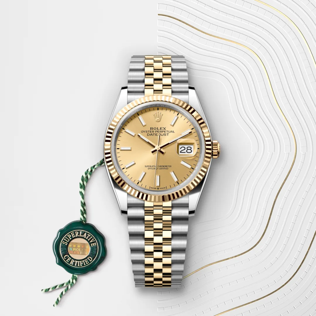 Rolex Datejust 36 en Rolesor jaune – combinaison d’acier Oystersteel et d’or jaune M126233-0015 chez Frayssinet Joaillier