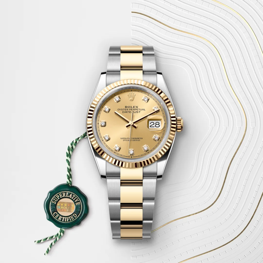 Rolex Datejust 36 en Rolesor jaune – combinaison d’acier Oystersteel et d’or jaune M126233-0018 chez Maison Prieur