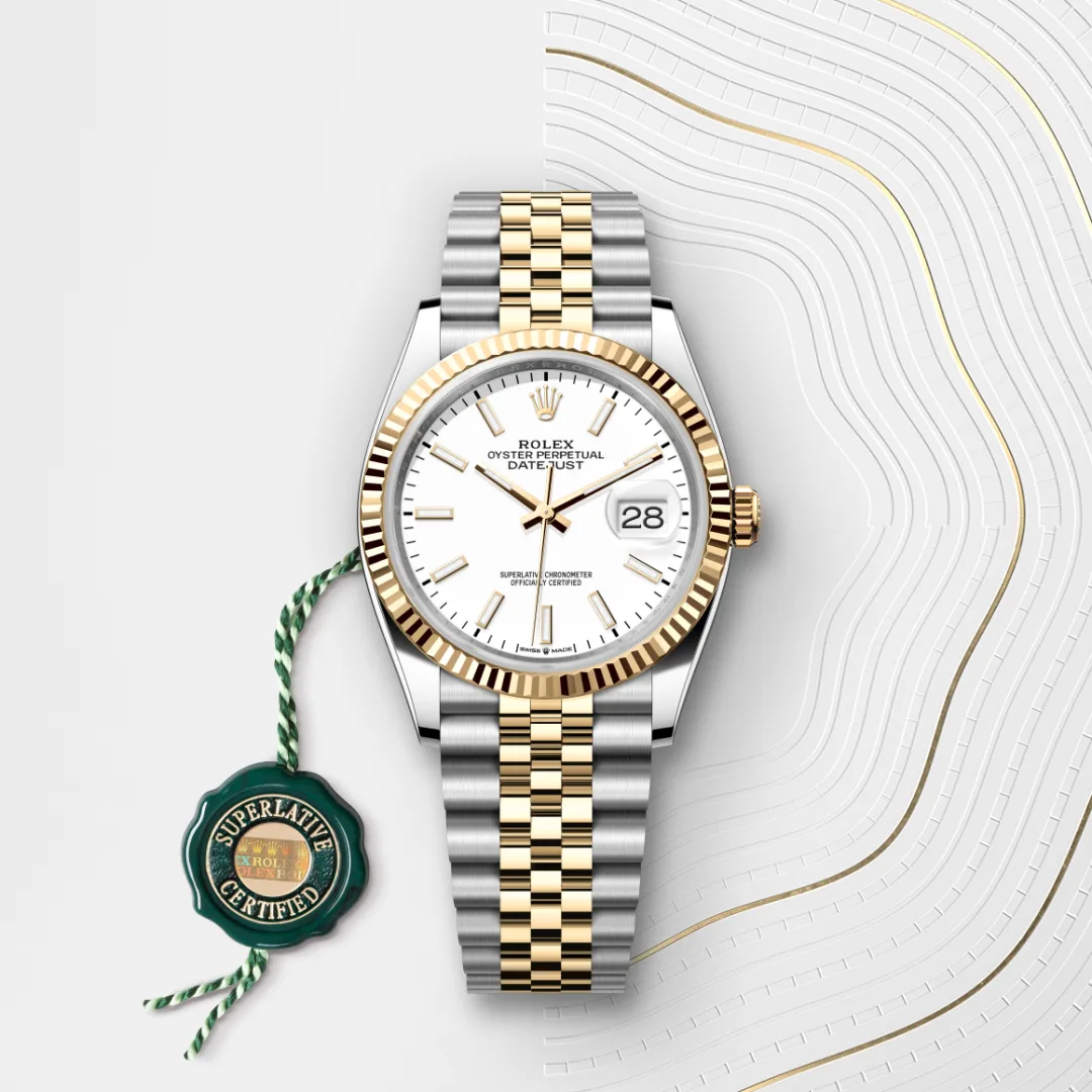 Rolex Datejust 36 en Rolesor jaune – combinaison d’acier Oystersteel et d’or jaune M126233-0019 chez Bijouterie Mornier