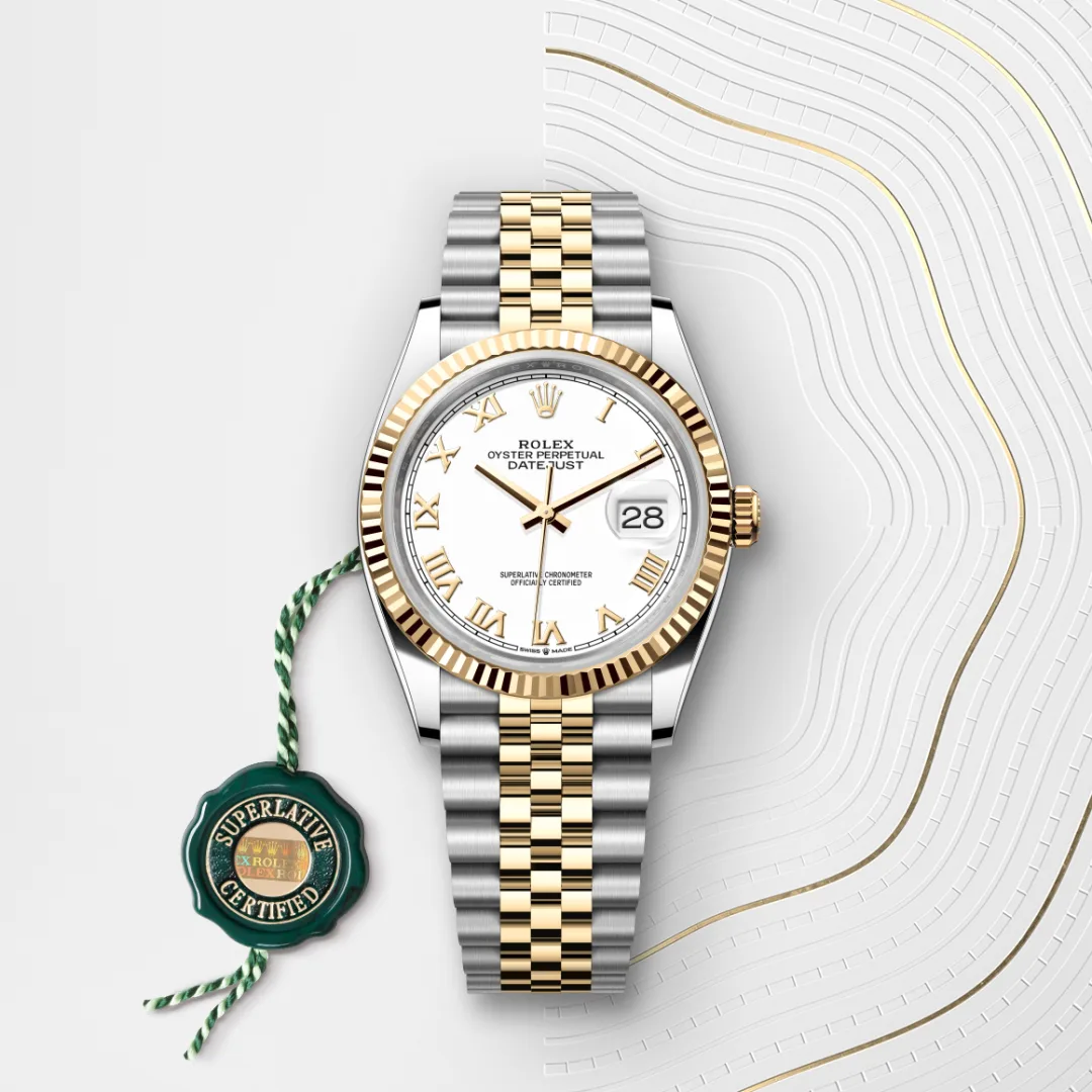 Rolex Datejust 36 en Rolesor jaune – combinaison d’acier Oystersteel et d’or jaune M126233-0029 chez Raynal