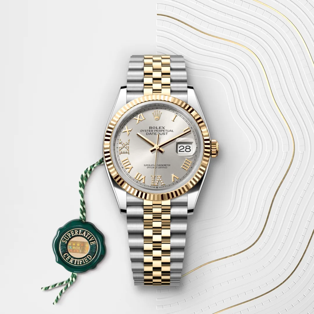 Rolex Datejust 36 en Rolesor jaune – combinaison d’acier Oystersteel et d’or jaune M126233-0031 chez Hardy