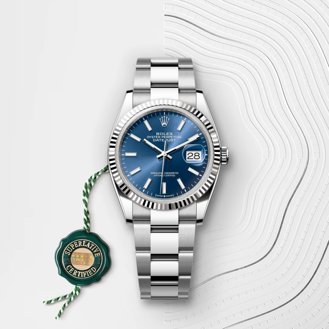 Rolex Datejust 36 in White Rolesor - combination of Oystersteel and white gold M126234-0018 at DOUX Joaillier