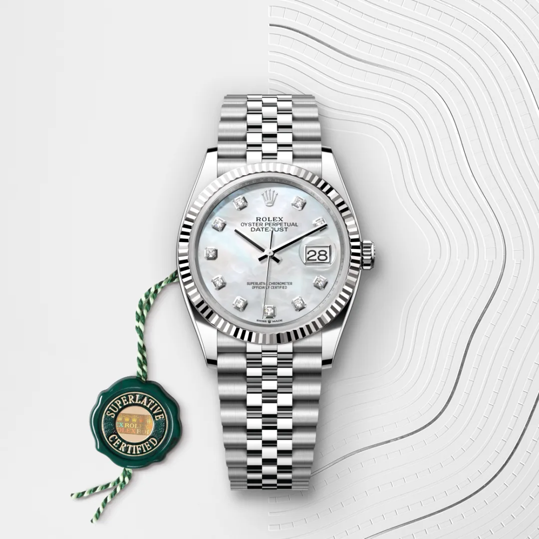 Rolex Datejust 36 en Rolesor gris – combinaison d’acier Oystersteel et d’or gris M126234-0019 chez Hardy