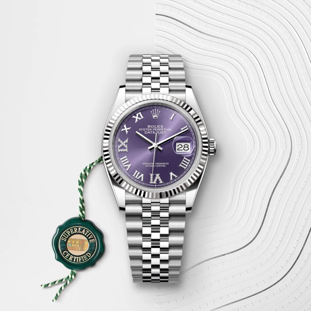 Rolex Datejust 36 en Rolesor gris – combinaison d’acier Oystersteel et d’or gris M126234-0021 chez Dubail