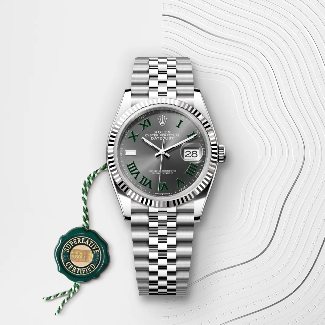 Rolex Datejust 36 en Rolesor gris – combinaison d’acier Oystersteel et d’or gris M126234-0045 chez Hardy