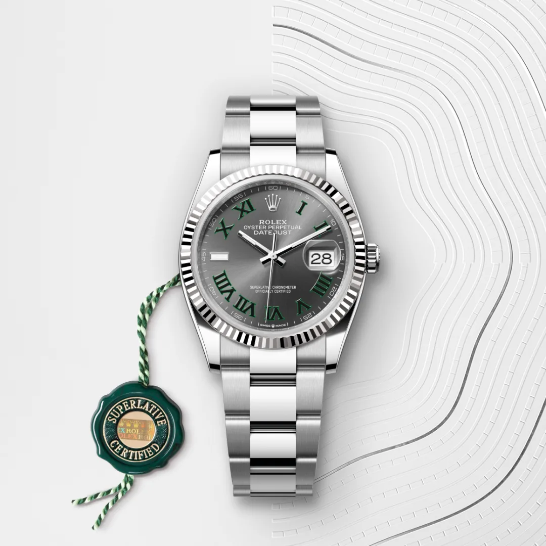 Rolex Datejust 36 en Rolesor gris – combinaison d’acier Oystersteel et d’or gris M126234-0046 chez Hardy