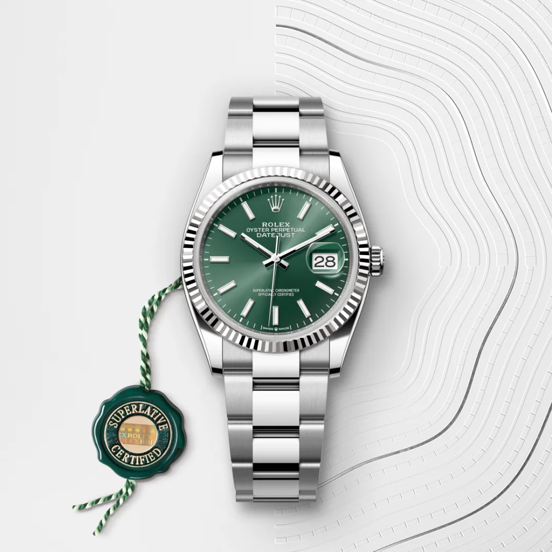 Rolex Datejust 36 en Rolesor gris – combinaison d’acier Oystersteel et d’or gris M126234-0052 chez Maison Prieur