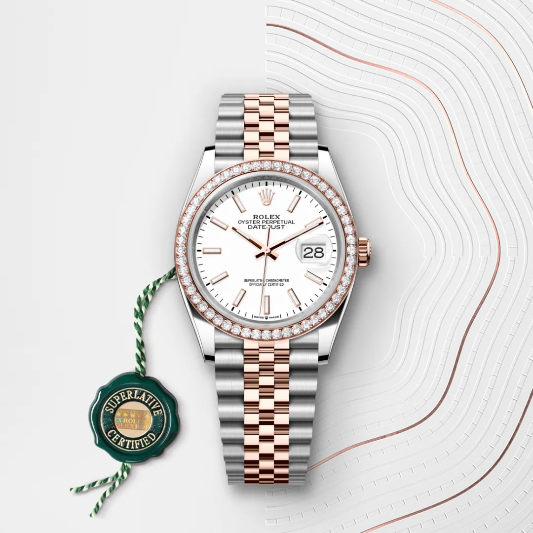 Rolex Datejust 36 en Rolesor Everose – combinaison d’acier Oystersteel et d’or Everose M126281RBR-0005 chez Dubail