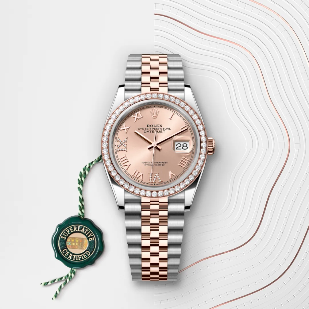 Rolex Datejust 36 en Rolesor Everose – combinaison d’acier Oystersteel et d’or Everose M126281RBR-0015 chez Hardy