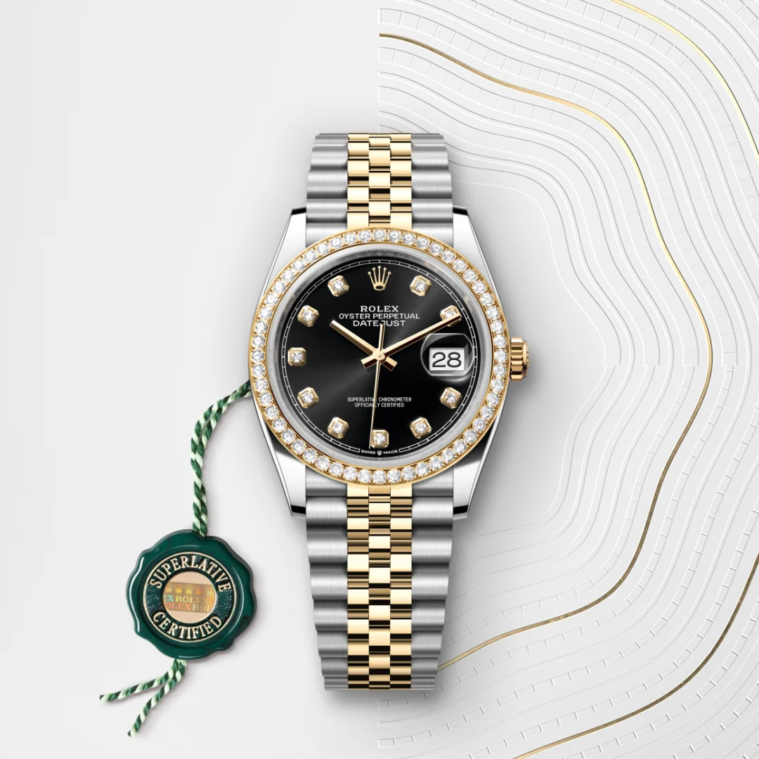 Rolex Datejust 36 en Rolesor jaune – combinaison d’acier Oystersteel et d’or jaune M126283RBR-0007 chez Bijouterie Mornier