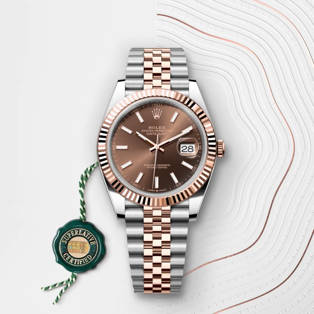 Rolex Datejust 41 en Rolesor Everose – combinaison d’acier Oystersteel et d’or Everose M126331-0002 chez Ferret