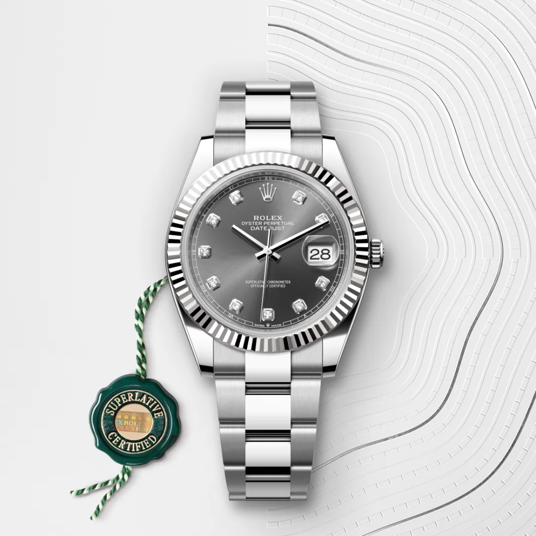 Rolex Datejust 41 en Rolesor gris – combinaison d’acier Oystersteel et d’or gris M126334-0005 chez Dubail