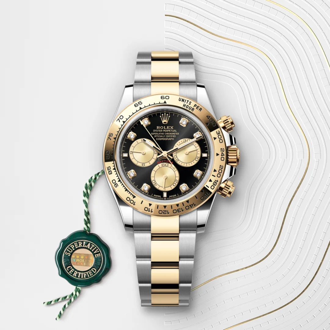 Rolex Cosmograph Daytona en Rolesor jaune – combinaison d’acier Oystersteel et d’or jaune M126503-0002 chez Lombard Joaillier