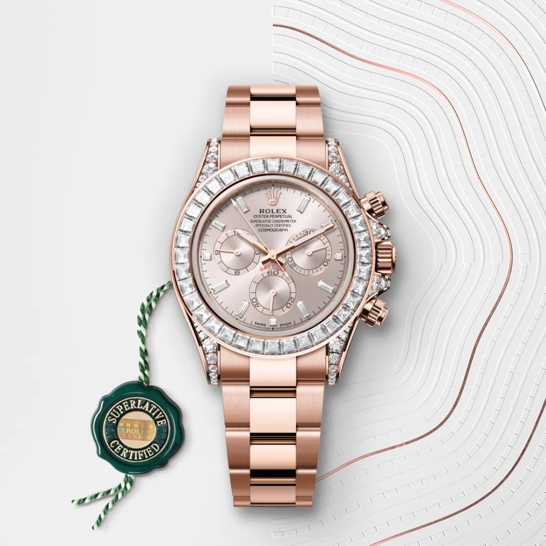 Rolex Cosmograph Daytona en Or Everose 18 ct et cornes serties de diamants M126595TBR-0001 chez Raynal