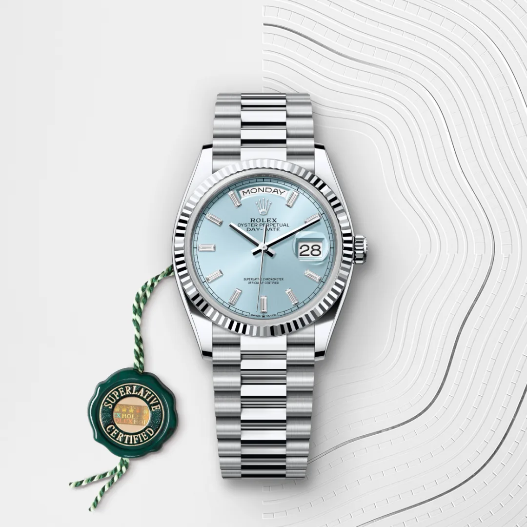 Rolex Day-Date 36 en Platine M128236-0009 chez Bijouterie Mornier