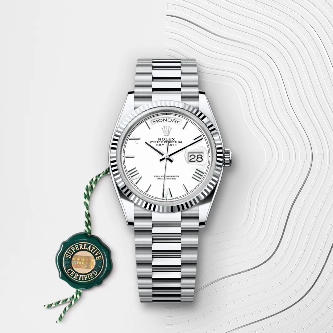 Rolex Day-Date 36 en Platine M128236-0017 chez Dubail