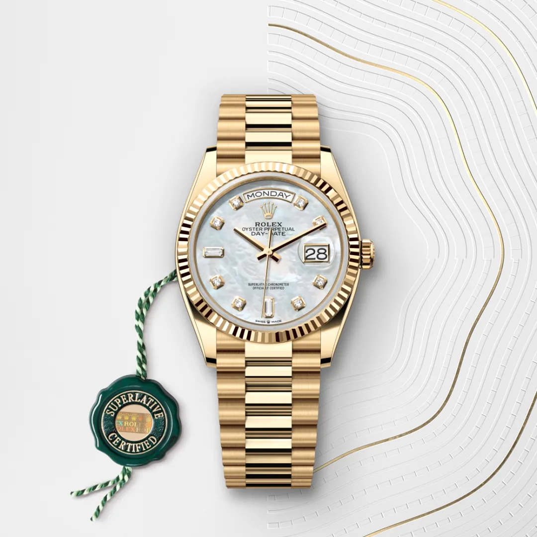 Rolex Day-Date 36 in 18 ct yellow gold M128238-0011 at Lassaussois