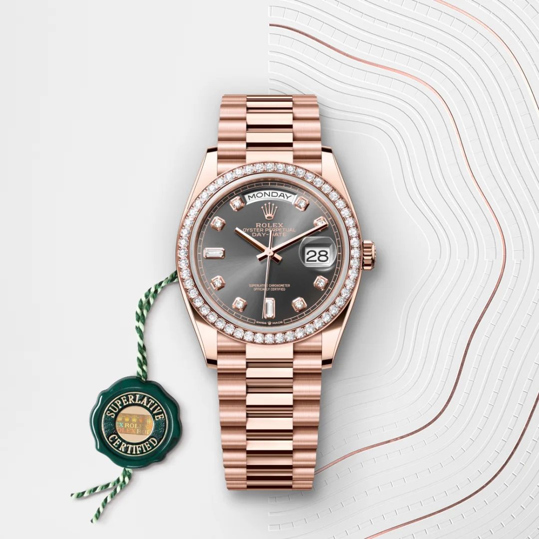 Rolex Day-Date 36 en Or Everose 18 ct M128345RBR-0052 chez Dubail
