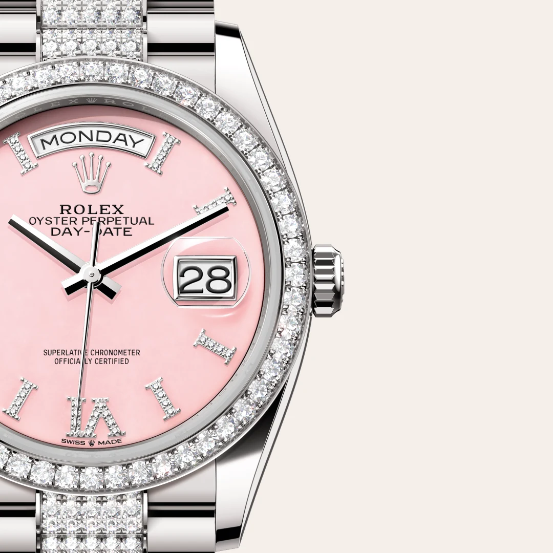 Rolex Day-Date 36 in 18 ct white gold M128349RBR-0017 at Boutique Rolex Genève