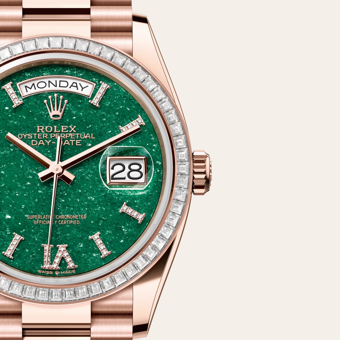 Rolex Day-Date 36 in 18 ct Everose gold M128395TBR-0020 at Boutique Rolex Genève