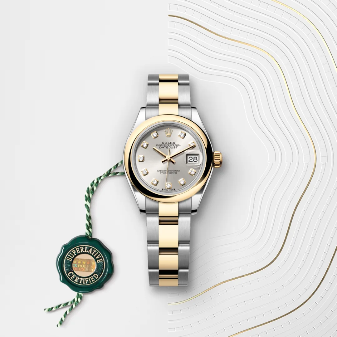 Rolex Lady-Datejust en Rolesor jaune – combinaison d’acier Oystersteel et d’or jaune M279163-0008 chez Maison Prieur