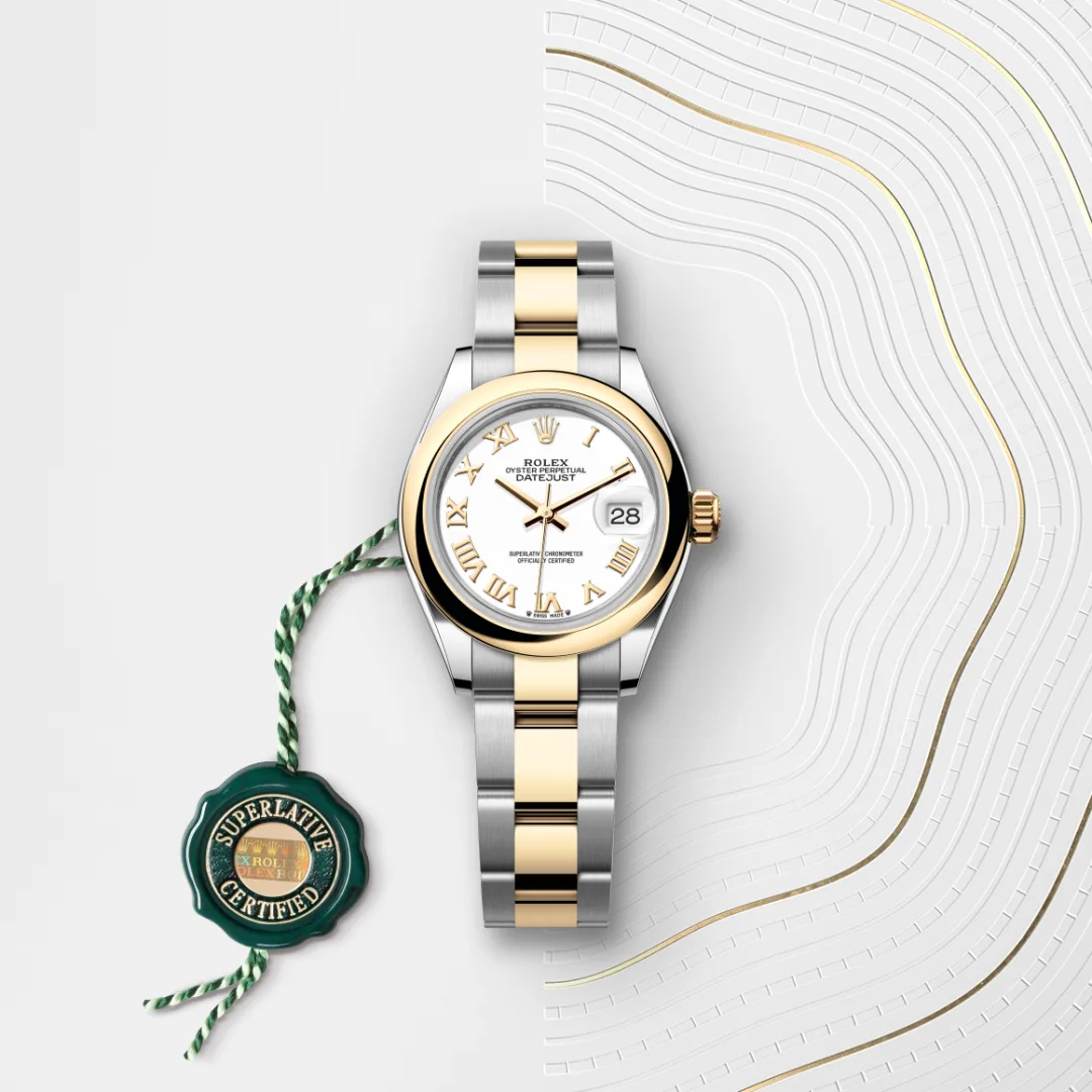 Rolex Lady-Datejust en Rolesor jaune – combinaison d’acier Oystersteel et d’or jaune M279163-0024 chez Veron Roques