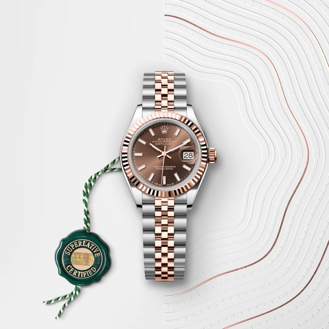 Rolex Lady-Datejust en Rolesor Everose – combinaison d’acier Oystersteel et d’or Everose M279171-0017 chez Lombard Joaillier