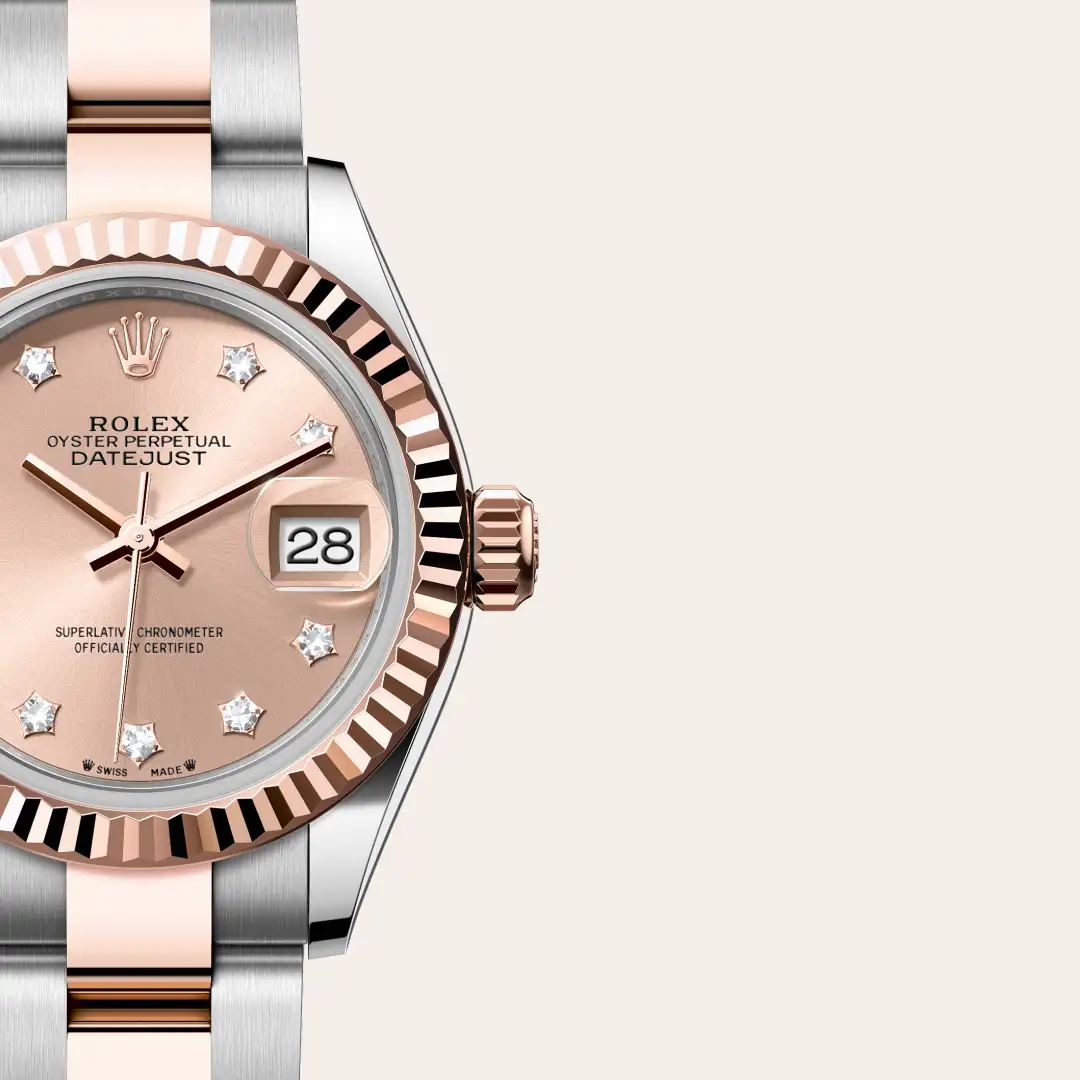 Rolex Lady-Datejust en Rolesor Everose – combinaison d’acier Oystersteel et d’or Everose M279171-0028 chez Auberi