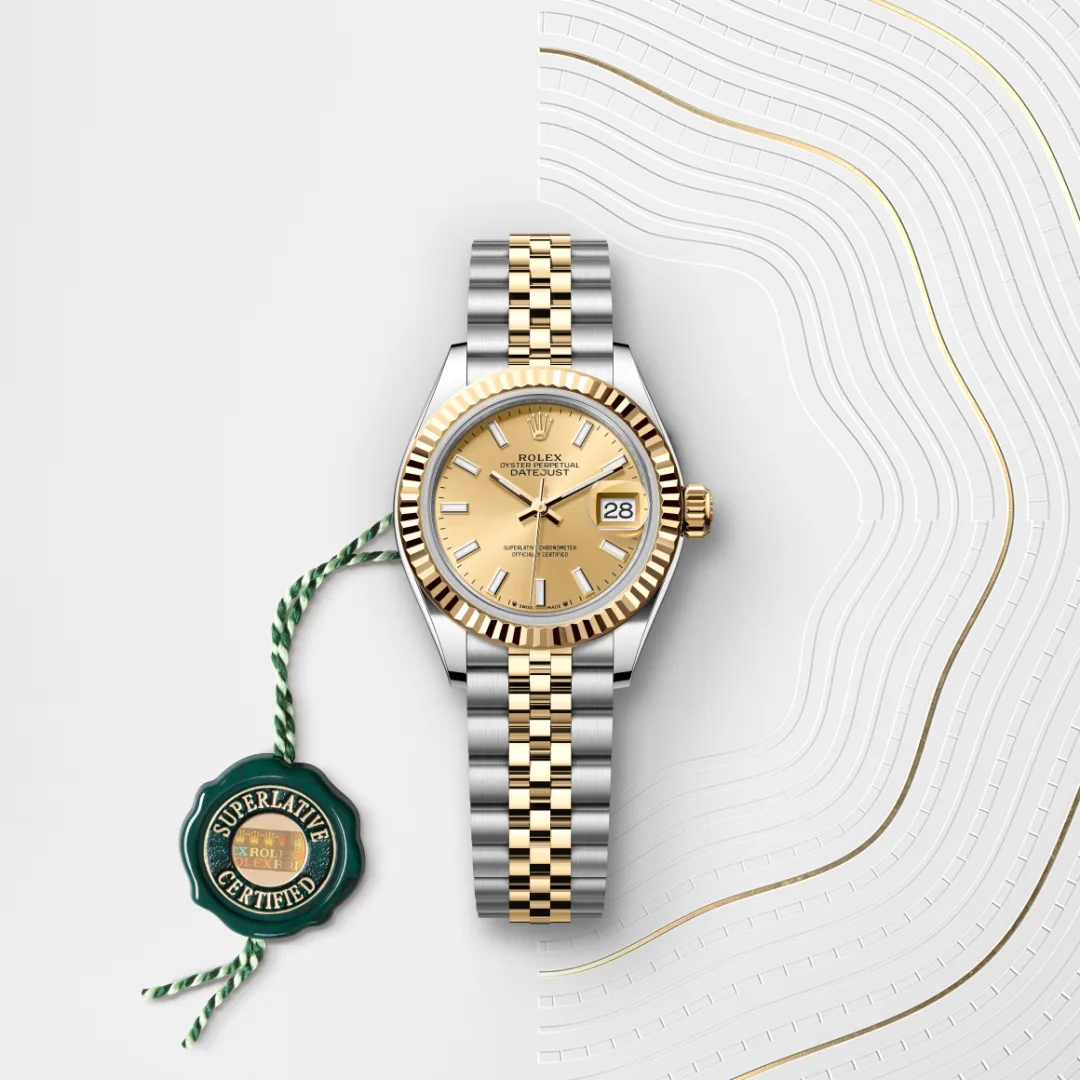 Rolex Lady-Datejust en Rolesor jaune – combinaison d’acier Oystersteel et d’or jaune M279173-0001 chez Bijouterie Mornier