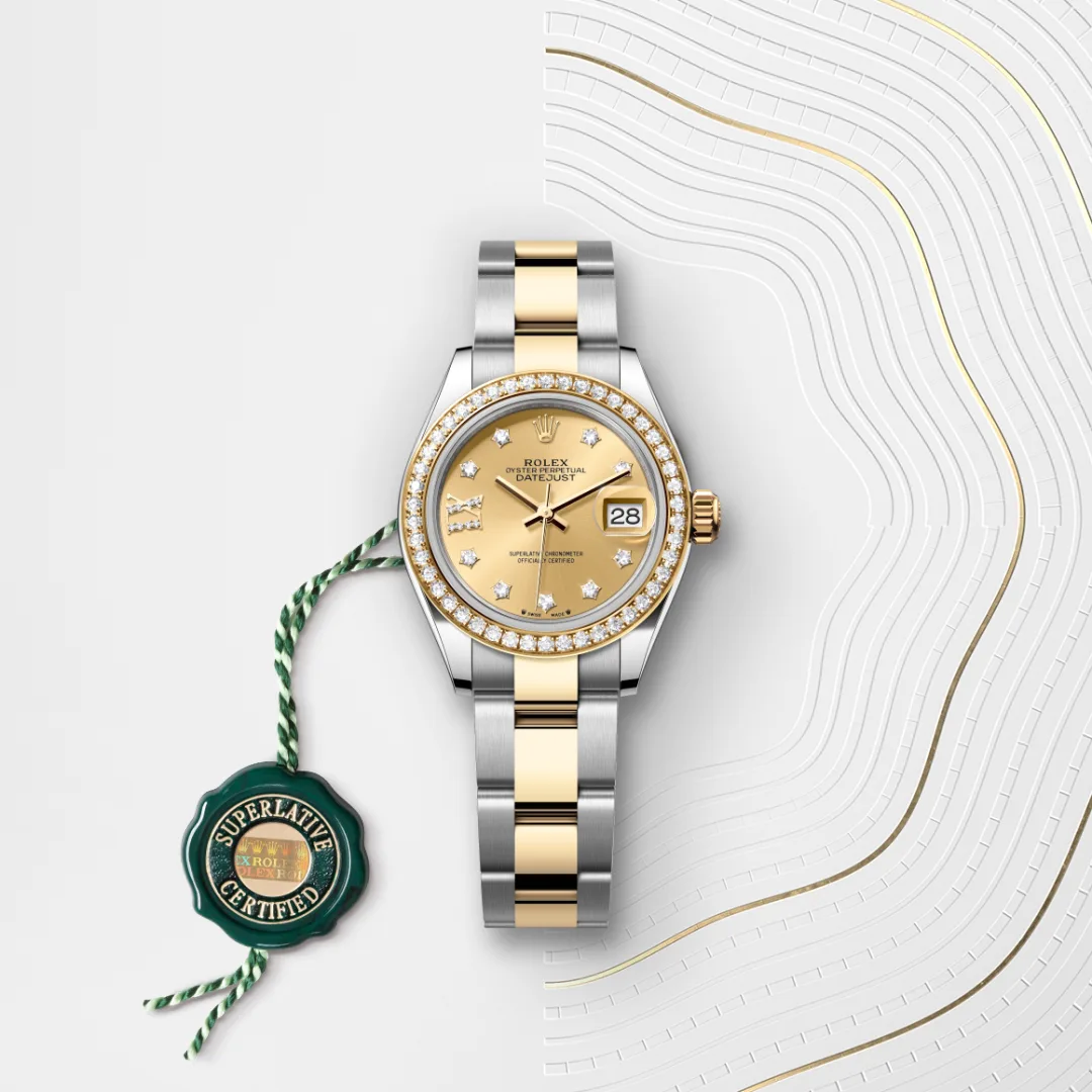 Rolex Lady-Datejust en Rolesor jaune – combinaison d’acier Oystersteel et d’or jaune M279383RBR-0022 chez Maison Prieur