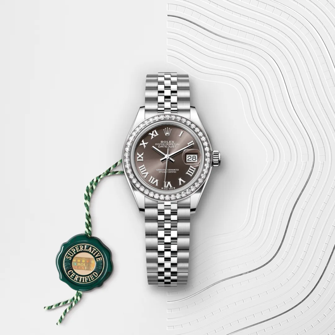 Rolex Lady-Datejust en Rolesor gris – combinaison d’acier Oystersteel et d’or gris M279384RBR-0015 chez Bijouterie Mornier