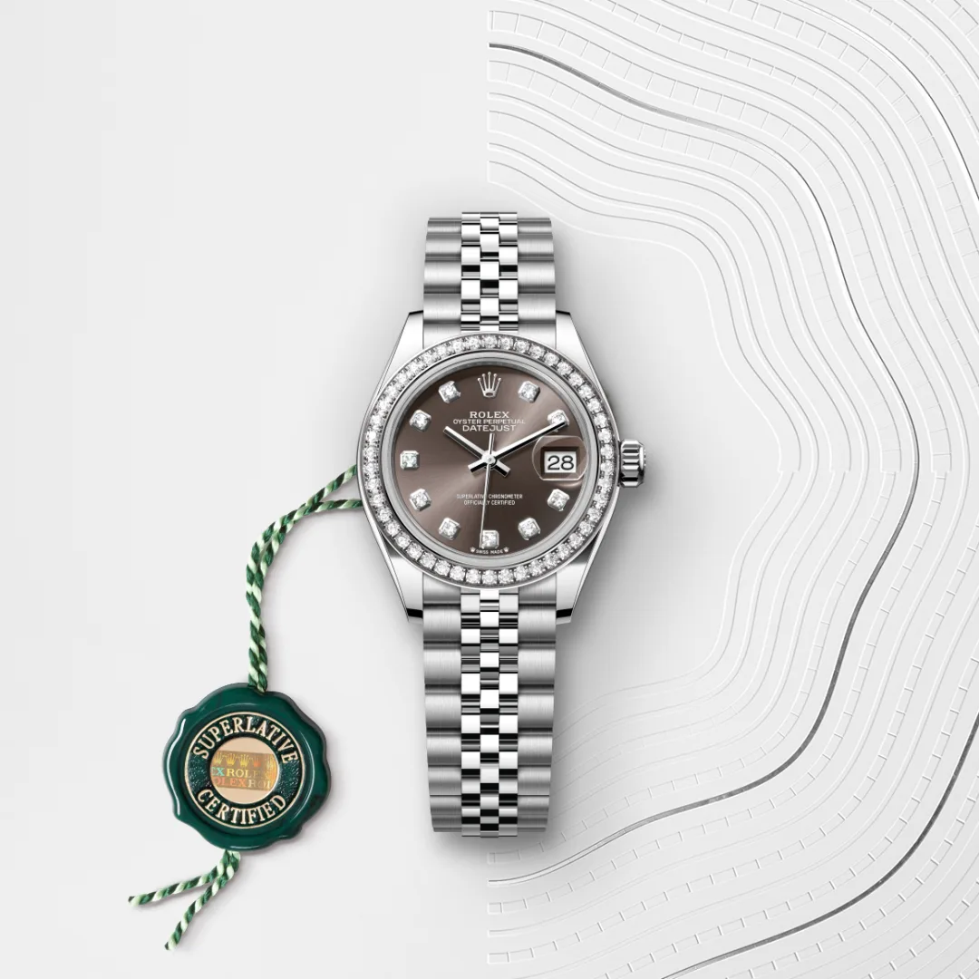Rolex Lady-Datejust en Rolesor gris – combinaison d’acier Oystersteel et d’or gris M279384RBR-0017 chez Bijouterie Mornier