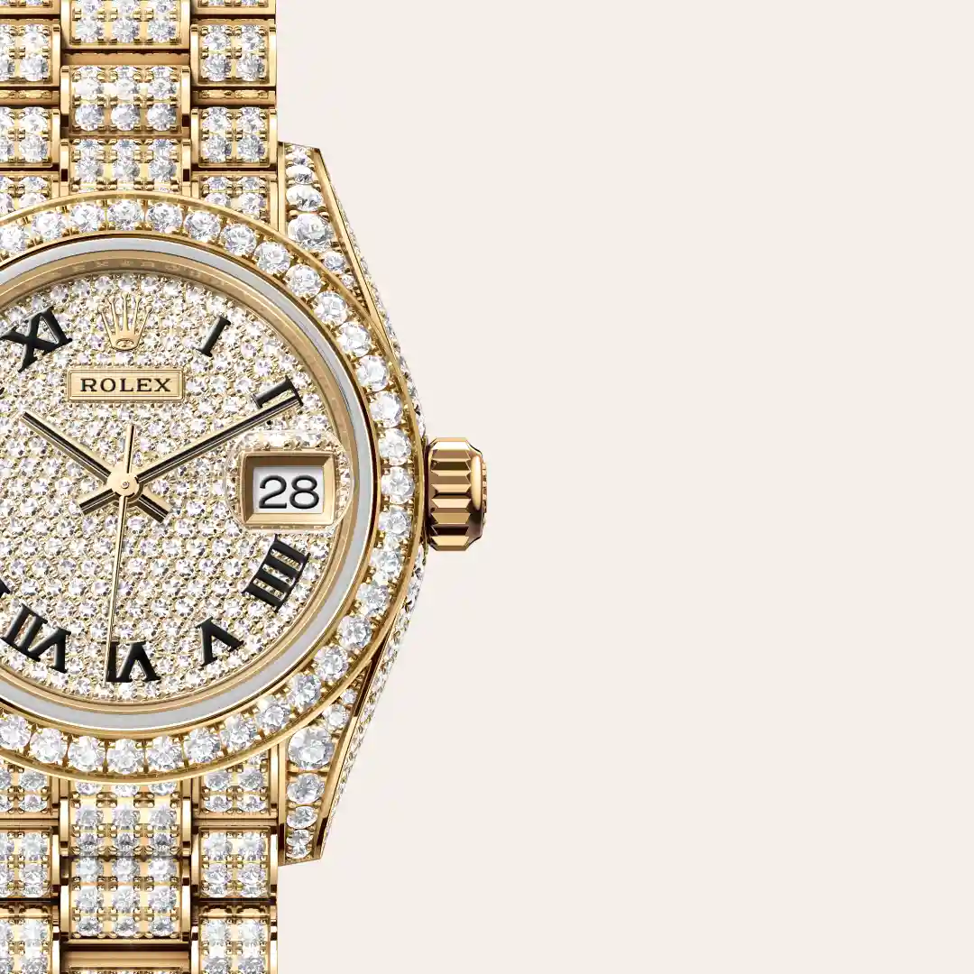 Rolex Lady-Datejust en Or jaune 18 ct avec flancs de carrure et cornes sertis de diamants M279458RBR-0001 chez Boutique Rolex Genève