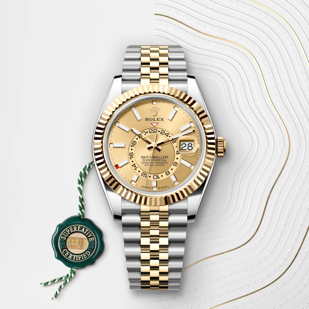 Rolex Sky-Dweller en Rolesor jaune – combinaison d’acier Oystersteel et d’or jaune M336933-0002 chez Ferret