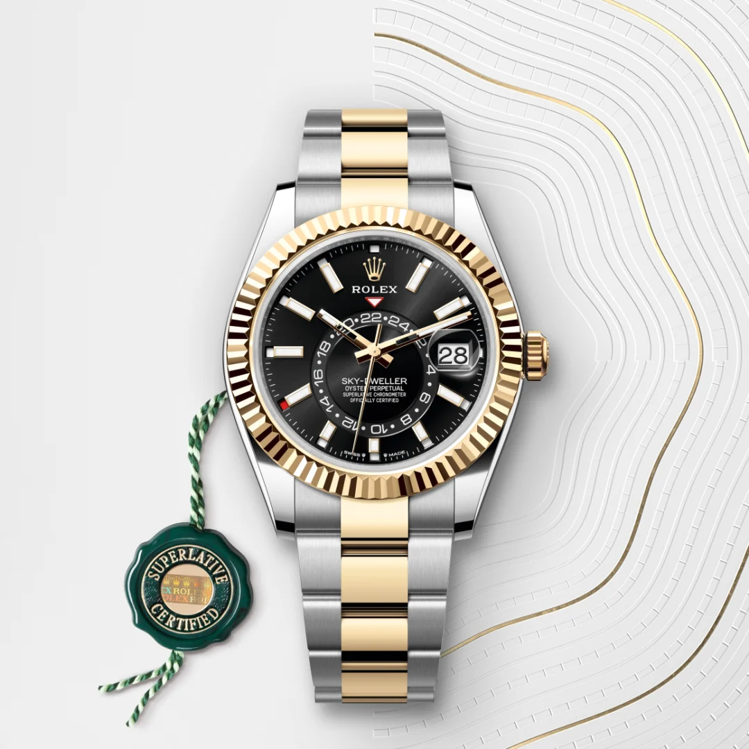 Rolex Sky-Dweller en Rolesor jaune – combinaison d’acier Oystersteel et d’or jaune M336933-0003 chez Veron Roques