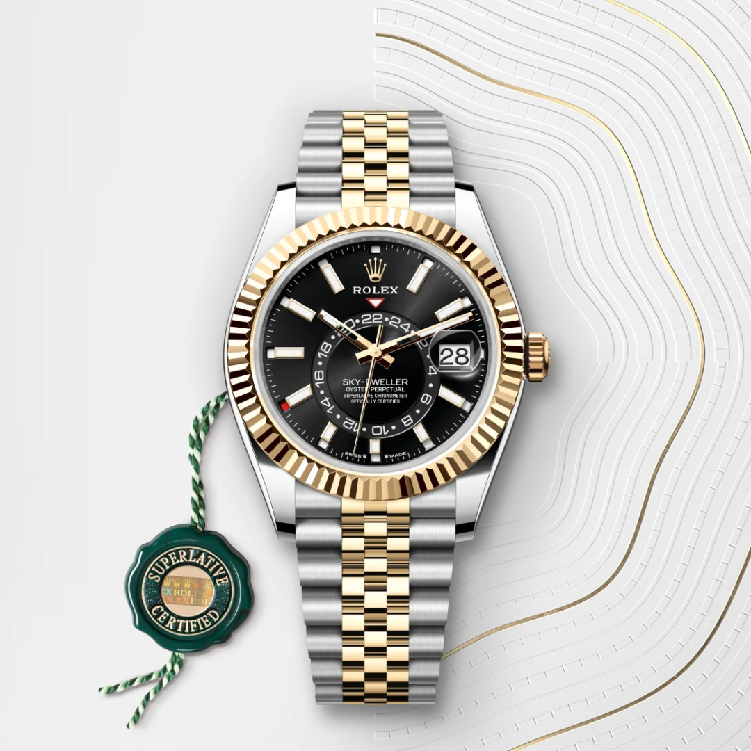 Rolex Sky-Dweller en Rolesor jaune – combinaison d’acier Oystersteel et d’or jaune M336933-0004 chez Ferret