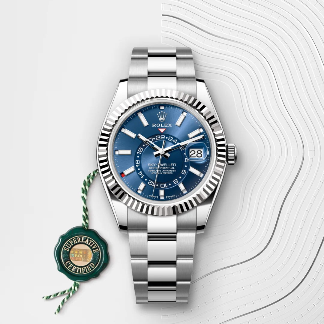 Rolex Sky-Dweller en Rolesor gris – combinaison d’acier Oystersteel et d’or gris M336934-0005 chez Ferret