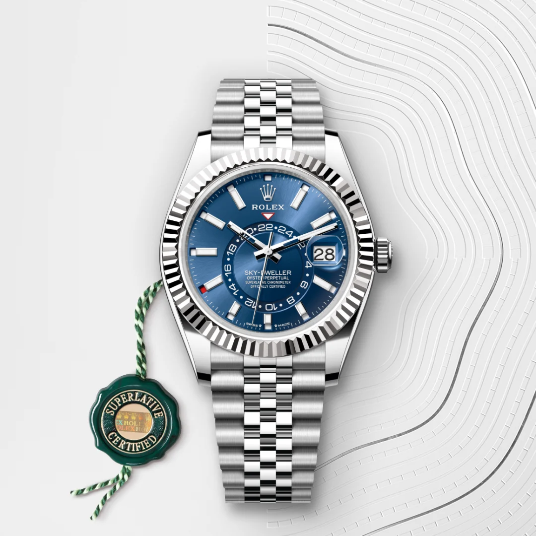 Rolex Sky-Dweller en Rolesor gris – combinaison d’acier Oystersteel et d’or gris M336934-0006 chez Hardy