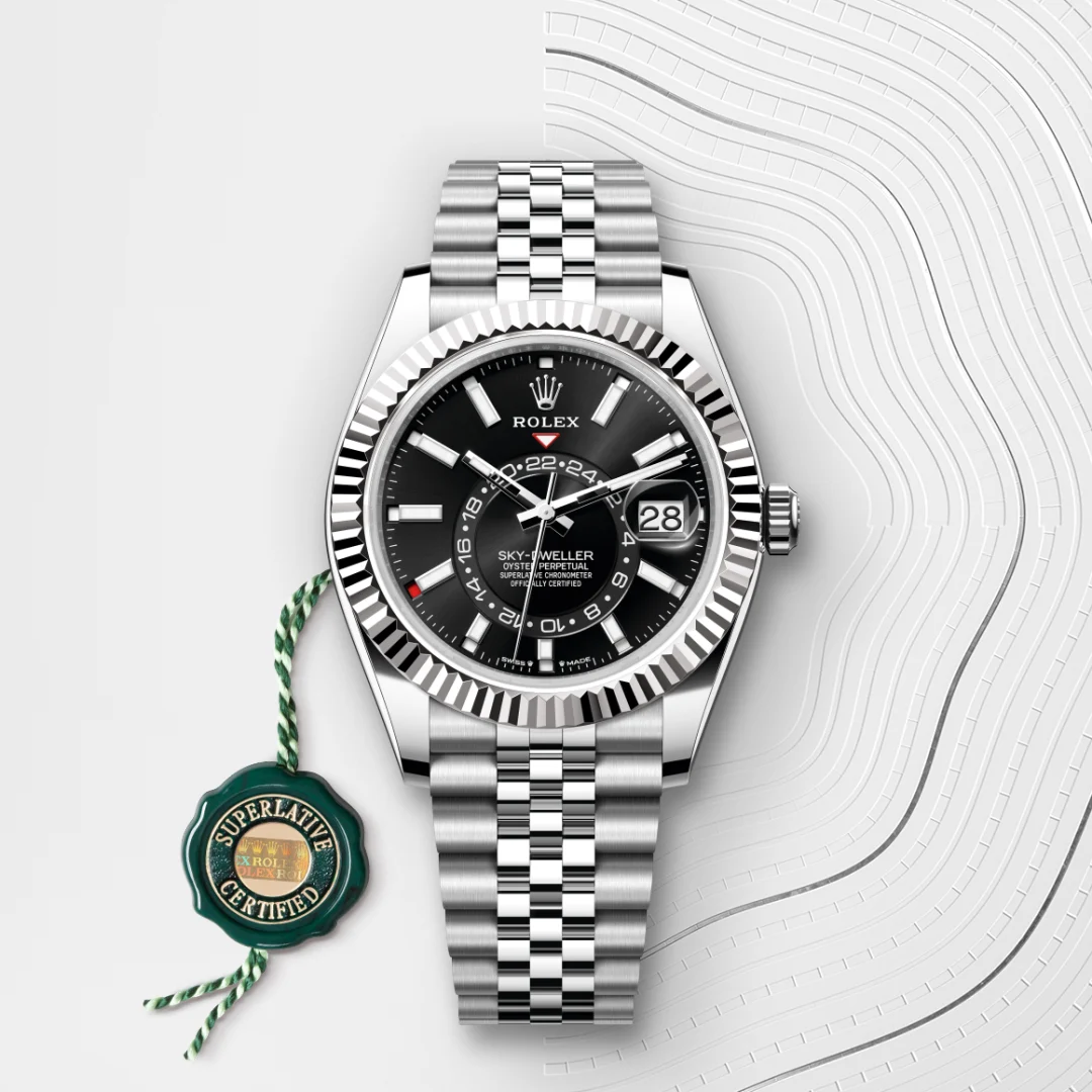 Rolex Sky-Dweller en Rolesor gris – combinaison d’acier Oystersteel et d’or gris M336934-0008 chez Hardy