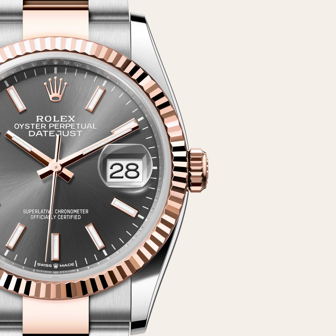 Rolex Datejust 36 en Rolesor Everose – combinaison d’acier Oystersteel et d’or Everose M126231-0014 chez Raynal