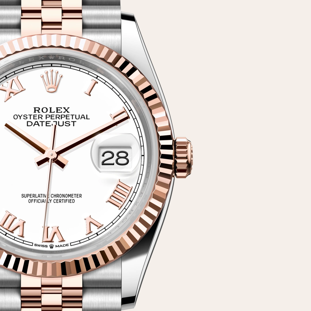 Rolex Datejust 36 en Rolesor Everose – combinaison d’acier Oystersteel et d’or Everose M126231-0015 chez Raynal