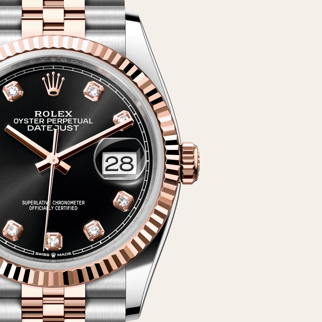 Rolex Datejust 36 en Rolesor Everose – combinaison d’acier Oystersteel et d’or Everose M126231-0019 chez Bijouterie Mornier