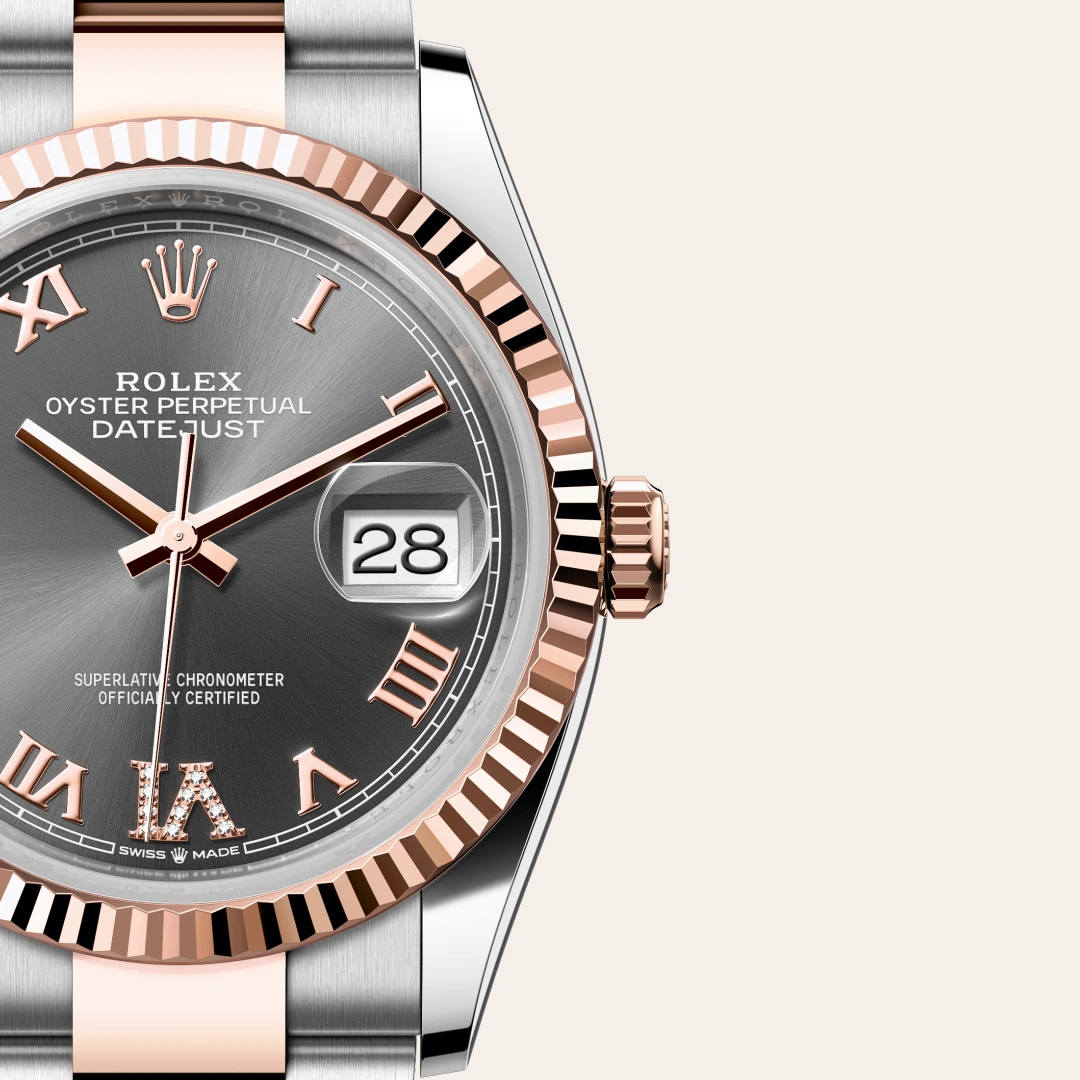 Rolex Datejust 36 en Rolesor Everose – combinaison d’acier Oystersteel et d’or Everose M126231-0024 chez Raynal
