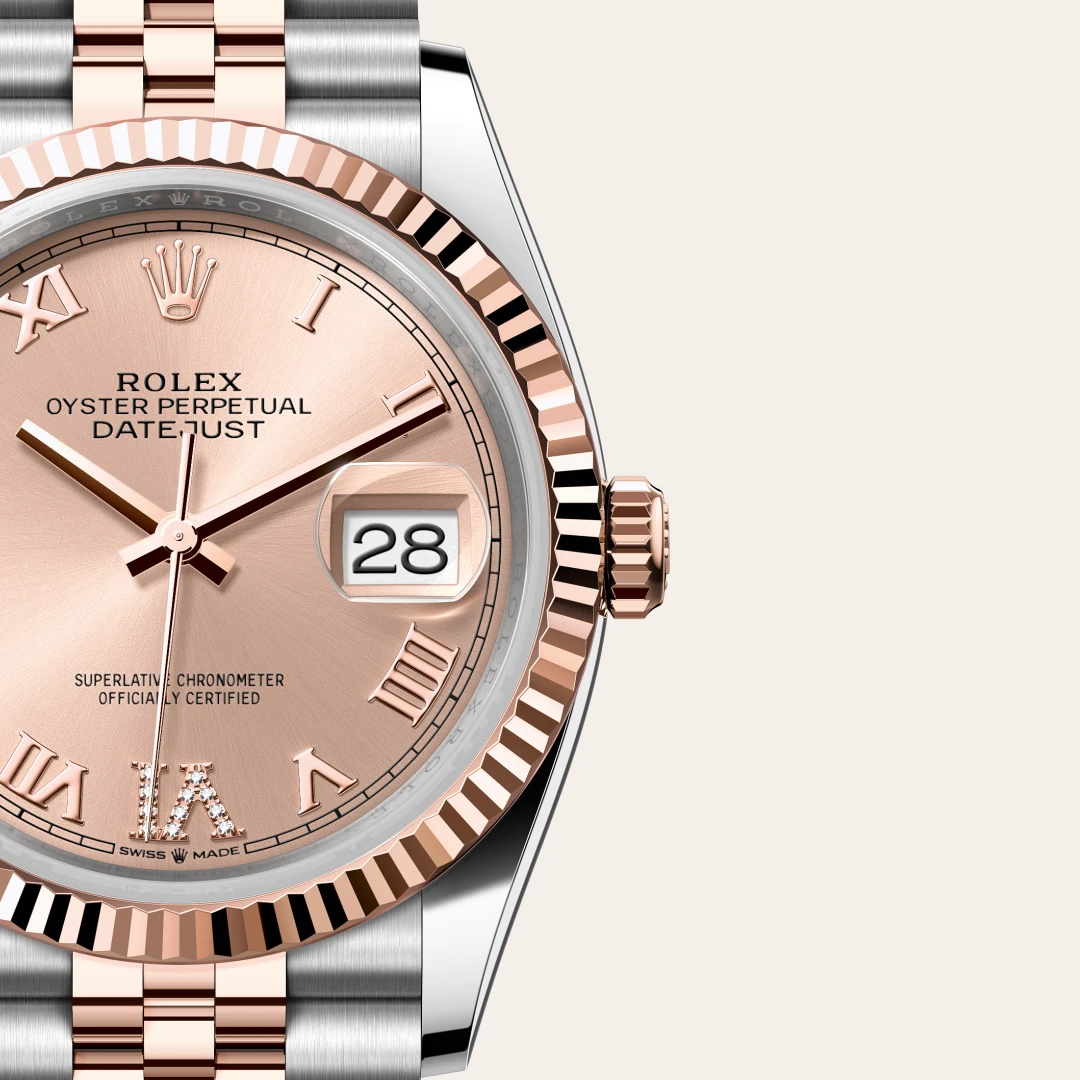 Rolex Datejust 36 en Rolesor Everose – combinaison d’acier Oystersteel et d’or Everose M126231-0027 chez Hardy
